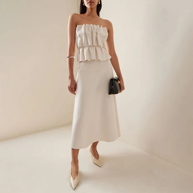 Modern white flowing dress