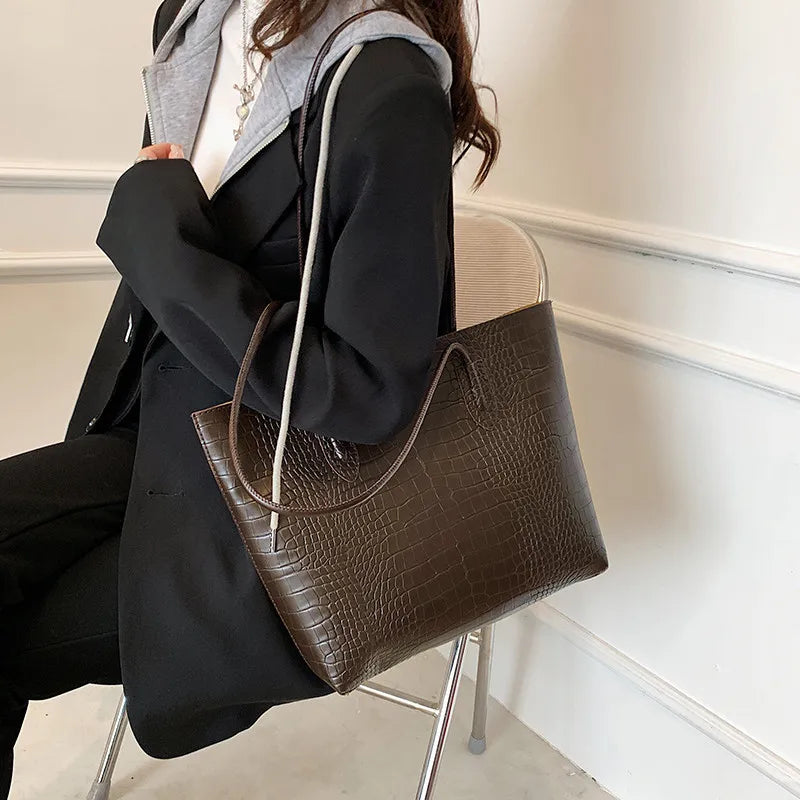 Large PU Leather Shoulder Bag for Women Fashion Trend Designer Female Fashion Handbags Purses Tote Bags